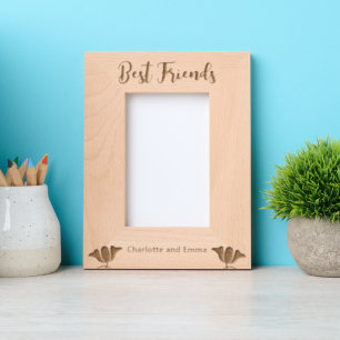 Best Friends Cursive Script Flowers Names Portrait Etched Frames