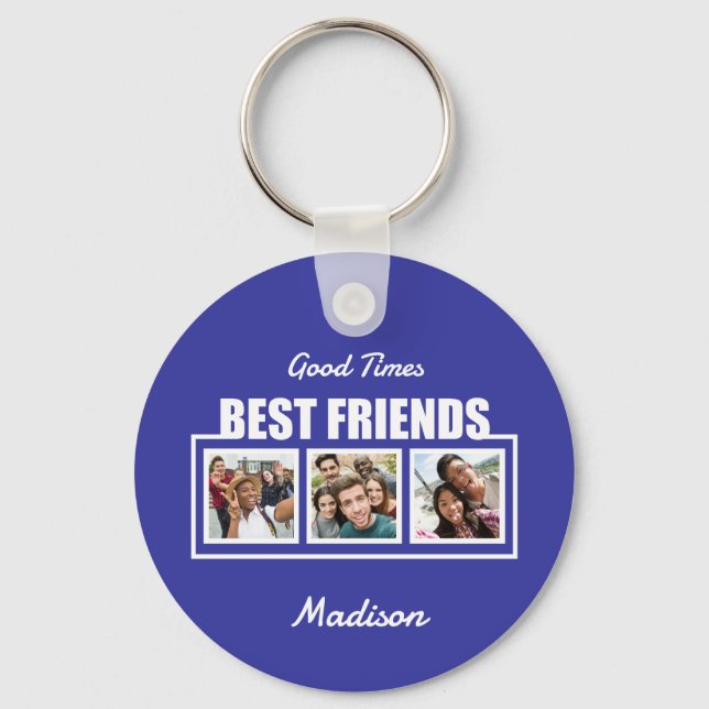 Best Friends custom name, photos & colour Keychain (Front)