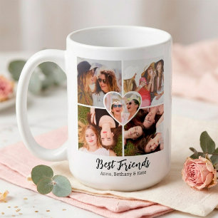 BEST FRIENDS Custom Photo Collage & Names Coffee Mug