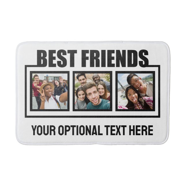 Best Friends custom photos, text & colour Bath Mat (Front)