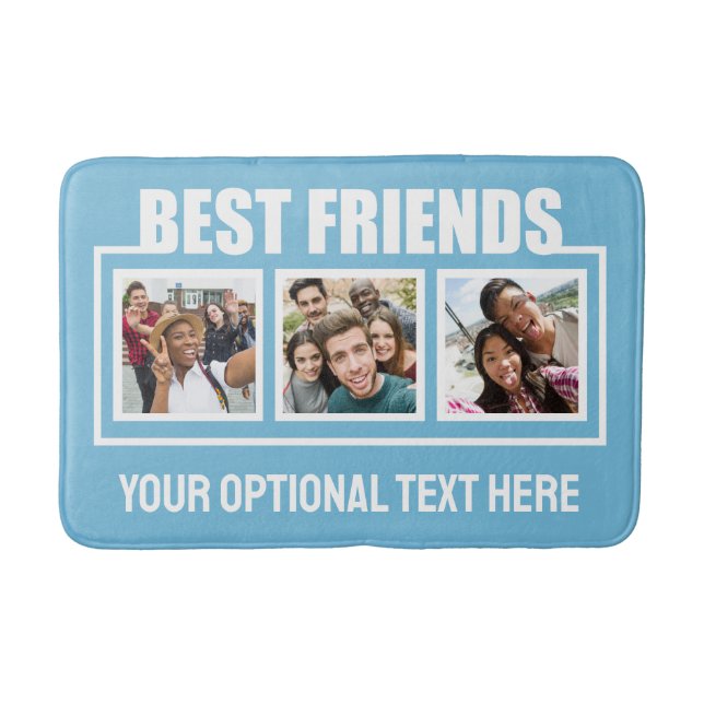 Best Friends custom photos, text & colour Bath Mat (Front)