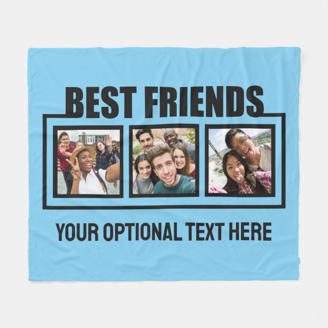 Best Friends custom photos, text & colour Fleece Blanket (Front (Horizontal))