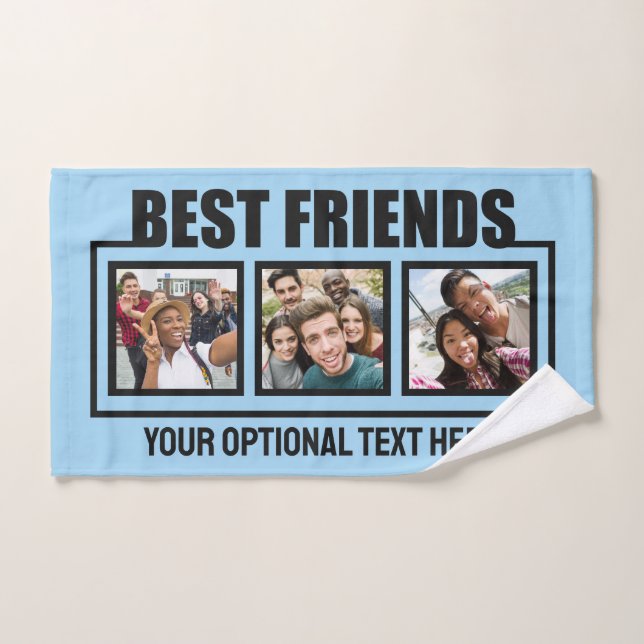 Best Friends custom photos, text & colour Hand Towel (Hand Towel)