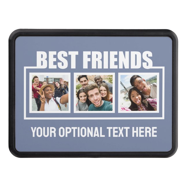 Best Friends custom photos, text & colour Trailer Hitch Cover (Front)