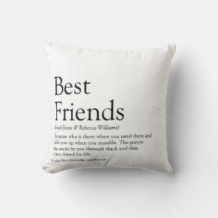 Best Friends Definition Modern Fun Black and White Throw Pillow