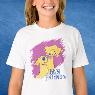 Best Friends Dog Cute Girls' White Graphic T-Shirt