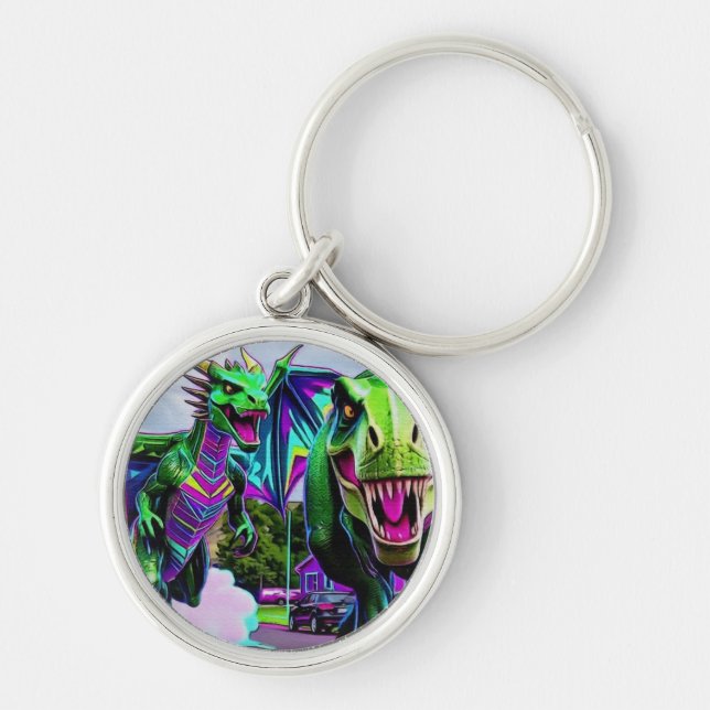 Best Friends - Dragon and Dinosaur Walking Keychain (Front)