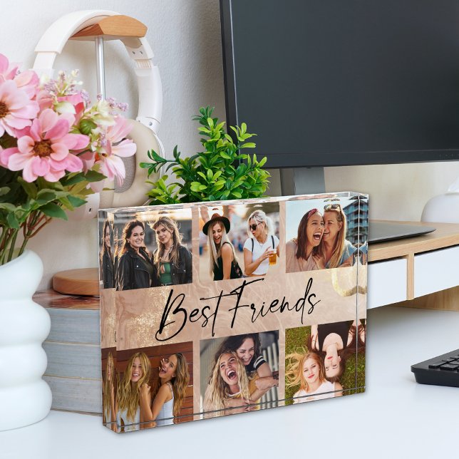 Best Friends Elegant Typography Picture Collage Photo Block (Creator Uploaded)