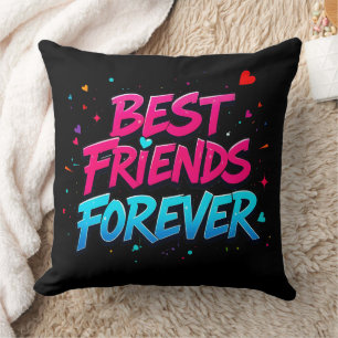 Best Friends Ever Quote Graffiti Throw Pillow