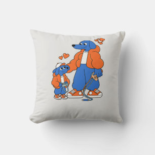 Best Friends : Father and son Blue Dog Duo ( Orang Throw Pillow