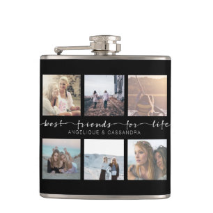 Best Friends for Life Instagram Photo Typography Hip Flask