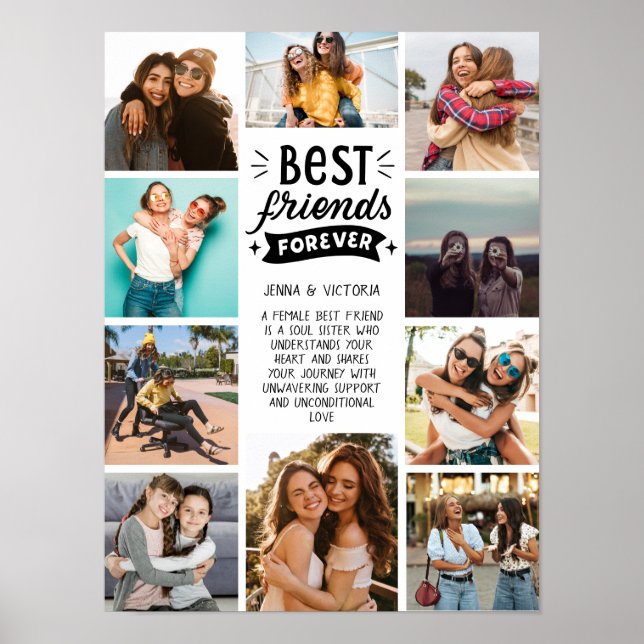 Best friends forever 10 photo collage custom text poster (Front)