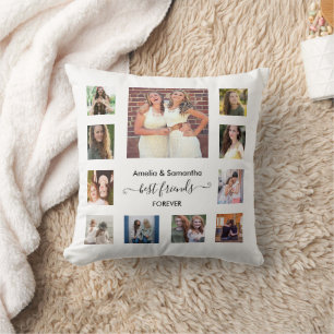 Best Friends Forever 11 Photo Collage BFF Throw Pillow