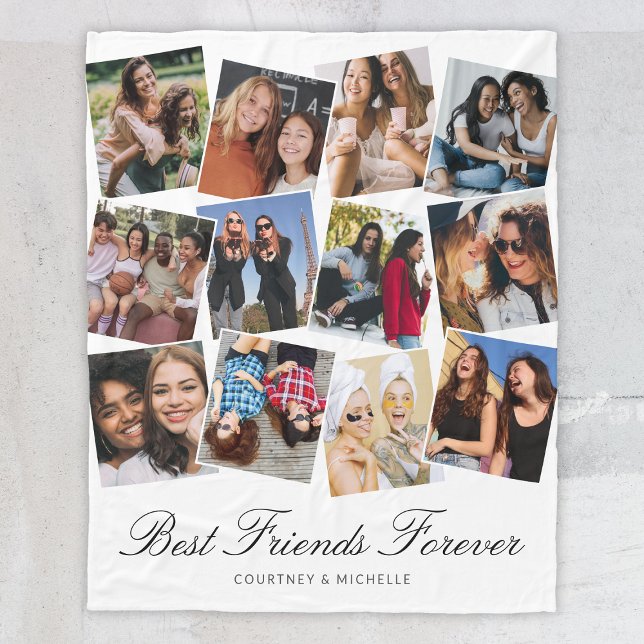 Best Friends Forever 12 Photo Collage Fleece Blanket (Creator Uploaded)