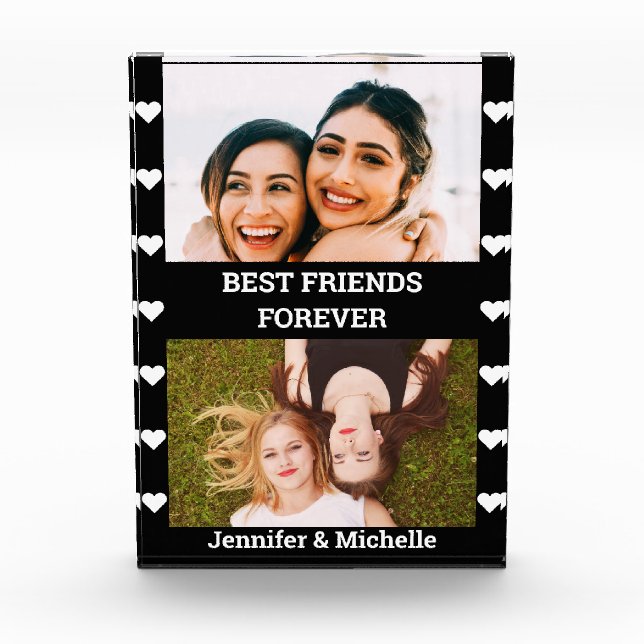 Best Friends Forever 2 Custom Photo and Name black Block (Front)