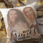 Best Friends Forever 2 Photo Black Script Overlay Throw Pillow<br><div class="desc">Best friends forever photo pillow with elegant text overlay. The photo template is set up for you to add your own pictures - one of the front and one on the back. The front also has the text overlay which reads "best friends forever" in hand lettered script and bold typography....</div>