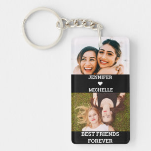 Best Friends Forever 4 Custom Photo and Name black Keychain