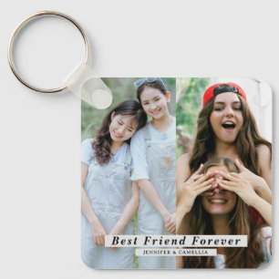 Best Friends Forever 4-Photo Collage with Names Keychain