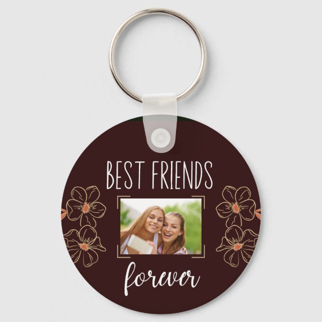 Best friends forever add your photo cute birthday keychain (Front)