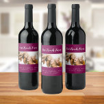 Best friends forever besties purple photo wine label<br><div class="desc">A gift for your best friend(s) for birthdays,  Christmas or a special event. white text: Best Friends Forever,  written with a trendy hand lettered style script. Personalize and use your own horizontal photo and names. A chic wine,  purple background.</div>