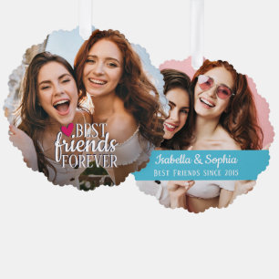 Best friends forever BFF 2 photos friendship Ornament Card