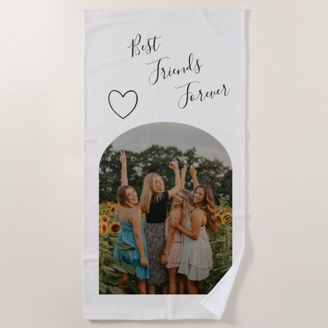 Best Friends Forever BFF Custom Photo Shape Beach Towel (Front)