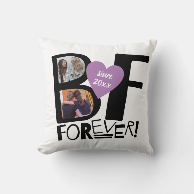 Best Friends Forever BFF Cute Modern Photo Throw Pillow (Front)