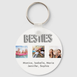 Best friends forever BFF photo names white silver Keychain
