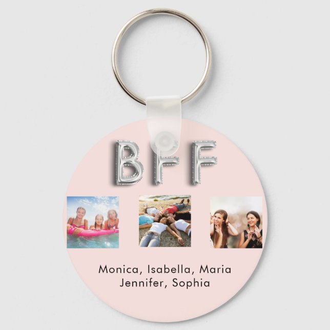 Best friends forever BFF photo rose gold silver  Keychain (Front)