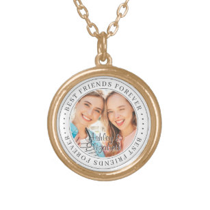 Best Friends Forever BFF Simple Modern Photo Gold Plated Necklace