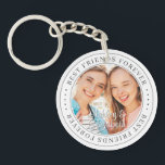 Best Friends Forever BFF Simple Modern Photo Keychain<br><div class="desc">This simple and classic design is composed of serif typography and add a custom photo. "Best Friends Forever" circles the photo of your friends</div>