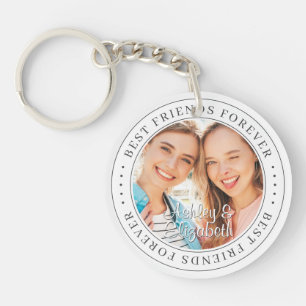 Best Friends Forever BFF Simple Modern Photo Keychain