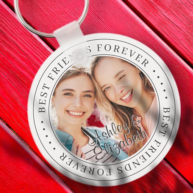 Best Friends Forever BFF Simple Modern Photo Keychain (Creator Uploaded)