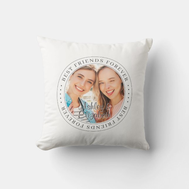 Best Friends Forever BFF Simple Modern Photo Throw Pillow (Front)