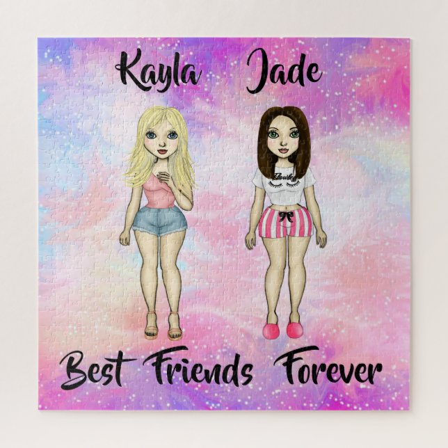 Best Friends Forever Blonde and Brunette Custom  Jigsaw Puzzle (Vertical)
