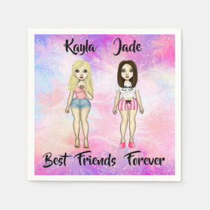 Best Friends Forever Blonde and Brunette Custom Napkin