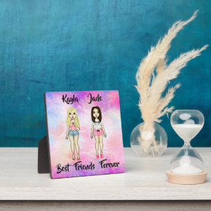 Best Friends Forever Blonde and Brunette Custom   Plaque