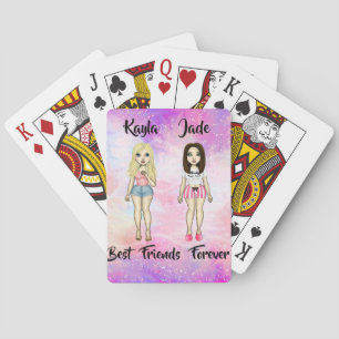 Best Friends Forever Blonde and Brunette Custom   Playing Cards