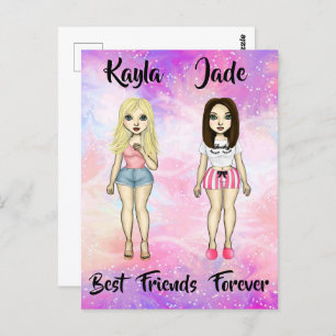 Best Friends Forever Blonde and Brunette Custom   Postcard