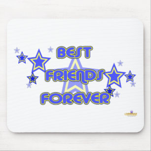 Best Friends Forever Blue Yellow Stars Mouse Pad