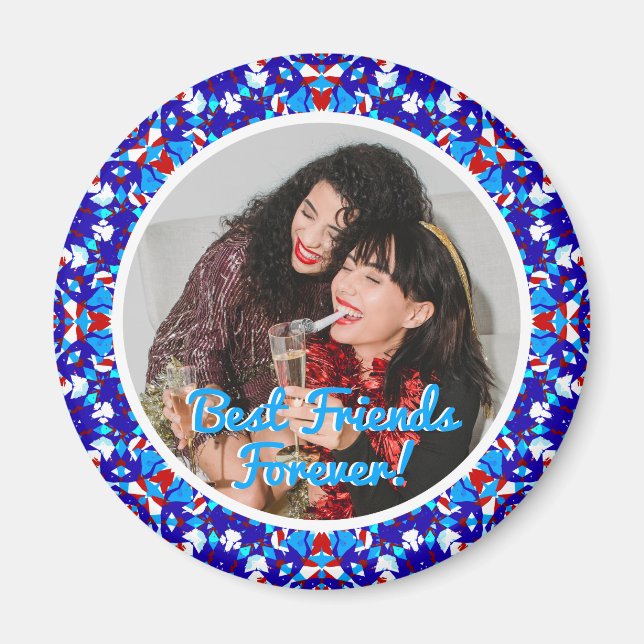 Best Friends Forever Christmas Photo Gift Magnet (Front)