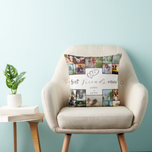  Best Friends Forever Custom 18-Photo Collage  Throw Pillow