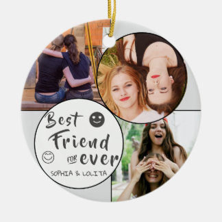 Best Friends Forever Custom 3-Photo Collage  Ceramic Ornament