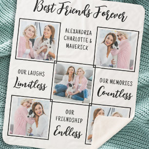 Best Friends Forever Custom 5 Photo Friendship Sherpa Blanket