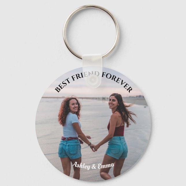 Best Friends Forever Custom Photo and Name Keychain (Front)