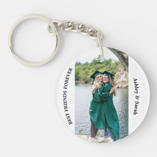 Best Friends Forever Custom Photo and Name Keychain (Front)