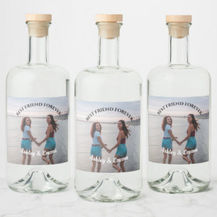 Best Friends Forever Custom Photo and Name  Liquor Bottle Label