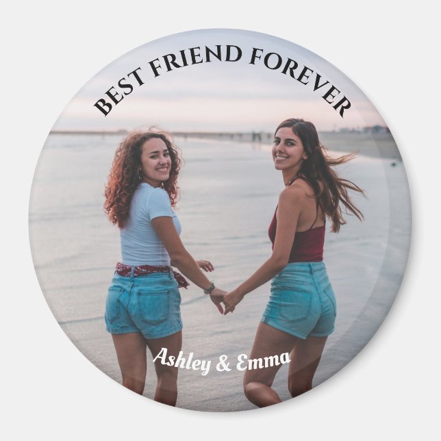 Best Friends Forever Custom Photo and Name Magnet (Front)