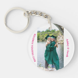 Best Friends Forever Custom Photo and Name pink Keychain