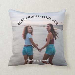 Best Friends Forever Custom Photo and Name Throw Pillow